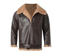 Veste Polaire Homme Blouson Cuir Homme Aviateur - Jacket Homme Doublure en Peluche Col Montant Zippé Fermeture ÉClair Coupe-Vent Confortable Classique DéContracté ExtéRieur Quotidien