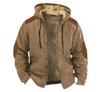 Veste Polaire Homme Fermeture Éclair Couleur Pure - Blouson Homme Mi Saison avec Capuche avec Poches Blousons Casual Voyage Mode Vestes Camping Travail Kaki XL