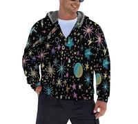 Veste Polaire Homme Hiver Chaude Épaisse Doublée avec Capuche et Poches,Grande Taille,Sweat Zippé Outdoor 3D Constellations de rêve,etc.,veste polaire femme chaud confortable grande taille