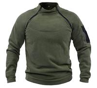 Veste polaire militaire pour homme - Chaud - Tactique - Fermeture éclair - Coupe-vent - Pour la pêche et la randonnée - Pull d'hiver en polaire avec poche kangourou, Vert, XL