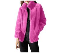 Veste polaire moelleuse à manches longues pour femme avec fermeture éclair intégrale - Veste polaire douce et chaude - Manteau d'hiver sans capuche - Veste de sport - Trench de transition, 14-rouge