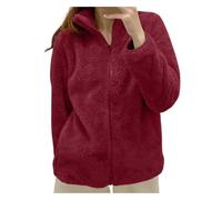 Veste polaire moelleuse à manches longues pour femme avec fermeture éclair intégrale - Veste polaire douce et chaude - Manteau d'hiver sans capuche - Veste de sport - Trench de transition, 12 - Rouge