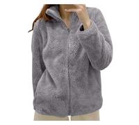 Veste polaire moelleuse tendance décontractée à manches longues pour femme - Confortable - Automne et hiver - Veste polaire chaude d'hiver à capuche - Veste de sport - Trench de transition, gris foncé
