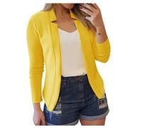 Veste polaire pelucheuse pour femme 2025 - Manches longues - Col cranté sur le devant - Cardigan - Manteau pelucheux - Vêtements d'extérieur pour l'hiver - Vie quotidienne - Cadeaux de Noël, jaune