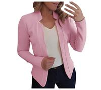Veste polaire pelucheuse pour femme 2025 - Manches longues - Col cranté sur le devant - Cardigan - Manteau pelucheux - Vêtements d'extérieur pour l'hiver - Vie quotidienne - Cadeaux de Noël, rose, S