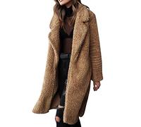 Veste polaire pelucheuse pour femme 2025 - Pull à manches longues - Chemisier ouvert sur le devant - Manteau long en peluche pour l'extérieur - Cadeaux de Noël, café, XXL