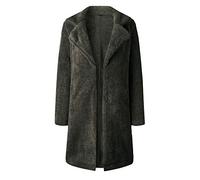 Veste polaire pelucheuse pour femme 2025 - Pull à manches longues - Chemisier ouvert sur le devant - Manteau long en peluche pour l'extérieur - Cadeaux de Noël, gris, 3XL