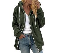 Veste polaire pour femme avec capuche longue, veste de survêtement pour femme, grandes tailles, manteau d'hiver chaud, fermeture éclair, veste à capuche doublée, doudou surdimensionnée, manteau en