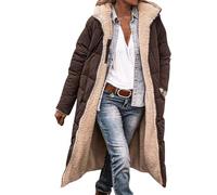 Veste polaire pour femme avec capuche - Manteau d'extérieur en duvet pour femme - Marron - Veste d'hiver chaude doublée - Coupe-vent - Fermeture éclair - Doudou avec poches - Manteau matelassé, café
