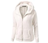 Veste polaire pour femme avec capuche Sherpa entièrement zippée - Manteaux pelucheux tendance légers et chauds, 1B-Blanc, 3XL