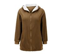 Veste polaire pour femme avec capuche, veste de survêtement pour femme, grandes tailles, veste en peluche, élégante veste d'hiver chaude, veste en peluche, fermeture éclair, doudou doublée, veste