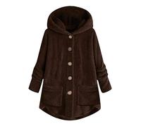 Veste polaire pour femme avec capuche, veste en peluche pour femme, veste d'hiver longue et chaude, veste de survêtement doublée, manteau polaire avec boutons, doudou moelleux, manteau en peluche