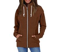 Veste polaire pour femme avec fermeture éclair intégrale, manches longues, col montant sans capuche, couleur unie, pull confortable, léger et chaud, avec poches, vêtements d'extérieur pour femme, café