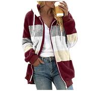 Veste polaire pour femme avec fermeture éclair intégrale, veste polaire sherpa surdimensionnée décontractée et légère pour l'hiver - Manteau d'hiver isolé en peluche pour femme - Sweat à capuche ample