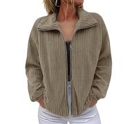 Veste polaire pour femme Grande taille Manteau polaire côtelé léger en peluche avec poches Style décontracté et chaud Pour femme Fermeture éclair intégrale Sweat à capuche de couleur unie, gris, 5XL