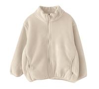 Veste polaire pour fille - Veste d'hiver chaude de transition avec col montant - Veste d'extérieur coupe-vent - Veste de loisirs légère à manches longues - Couleur unie - Veste douillette classique et