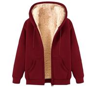 Veste polaire pour homme avec doublure Sherpa - Sweat à capuche épais et épais - Avec poches - Taille britannique, bordeaux, M