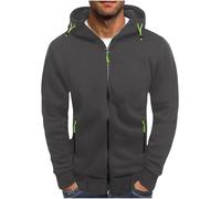 Veste polaire pour homme avec fermeture éclair intégrale, légère et décontractée pour l'hiver, sweat à capuche de sport à fermeture éclair, couleur unie, pull de survêtement pour l'automne et l'hiver