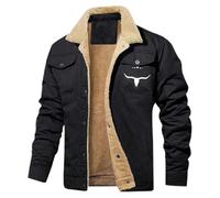 Veste polaire pour homme Bullhorn, veste western pour homme, veste de camionneur doublée Sherpa, veste western vintage (Black,Grand)