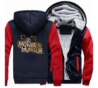 Veste Polaire pour Homme pour Monster Hunter Sweat À Capuche Polaire Entièrement Zippé Manteaux d'hiver Thermiques Coupe-Vent Vestes D'extérieur Chaudes,Red-XXL
