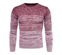 Veste polaire pour homme - Pull d'hiver pour homme - Col rond - Pull en tricot rayé - Pull ample - Haut tendance - Vêtement pour homme, Bordeaux, XXL