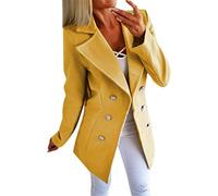 Veste polaire sherpa confortable pour femme - Grande taille - Boutons ouverts sur le devant - Veste d'extérieur pelucheuse pour l'hiver, la vie quotidienne, cadeaux de Noël, jaune, M