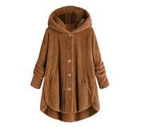 Veste polaire teddy pour femme avec capuche, veste de pyjama grandes tailles, veste de mi-saison à boutonnage, veste en peluche oversized, veste d'hiver à manches longues avec capuche loose, veste de