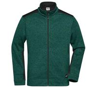 Veste Polaire Tricot De Travail - Homme - Jn862 - Vert Bouteille Mélange Noir
