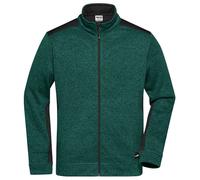 Veste Polaire Tricot De Travail - Homme - Jn862 - Vert Bouteille Mélange Noir