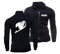 Veste Polaire Zippée pour Homme Imprimé Fairy Tail Sweat Shirts Chauds d'hiver Vestes Décontractées À Col Montant Pulls De Randonnée Et De Marche - Cadeaux pour Ados-Black||s