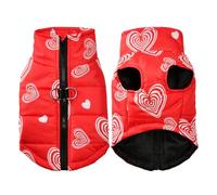 Veste pour chien avec imprimé amour, manteau chaud et coupe-vent pour chiens et chats de petite et moyenne taille, vêtement d'hiver confortable avec anneau en D pour Yorkshire, chiots et chatons (02