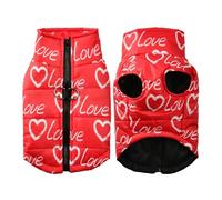 Veste pour chien avec imprimé amour, manteau chaud et coupe-vent pour chiens et chats de petite et moyenne taille, vêtement d'hiver confortable avec anneau en D pour Yorkshire, chiots et chatons (03