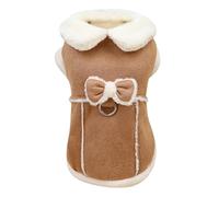 Veste pour chien avec nœud papillon, manteau d'hiver avec doublure en polaire douce, col rabattable, vestes d'hiver avec laisse en D, pour temps froid, pour chiots chiens et chats de taille moyenne (A