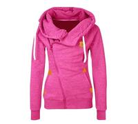 Veste pour femme, avec capuche à manches longues et fermeture éclair sur le devant, en polyester, pour temps froid/extérieur, avec détails de design, pull surdimensionné à manches longues fermeture