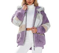 Veste pour femme, avec capuche zippée sur le devant, en polyester, pour vêtements par temps froid/extérieur ; avec détails de design, y compris fermeture éclair boutonnée sur le devant en polyester
