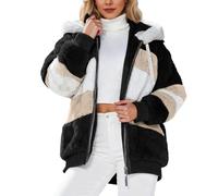 Veste pour femme, avec capuche zippée sur le devant, en polyester, pour vêtements par temps froid/extérieur ; avec détails de design, y compris fermeture éclair boutonnée sur le devant en polyester
