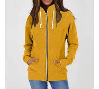 Veste pour femme - chaude - col montant - fermeture éclair - manches longues -Jaune M
