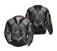 Veste pour homme avec motif d'ours celtique - Veste demi-saison avec motif nœud nordique et fermeture éclair - Style viking - Veste bomber pour homme, Style H01 Noir, S