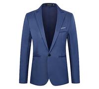 Veste pour homme, coupe ajustée, blazer d'affaires pour homme, veste de costume moderne à 1 bouton, infroissable, veste de costume décontractée avec poches, veste d'affaires, tenue de sport, costume