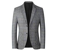 Veste pour homme - Coupe droite à carreaux - Blazer pour homme - Sportif - 4XL - Veste de costume d'affaires légère - 2 boutons - Veste de costume tendance avec poches - Veste de sport décontractée