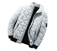 Veste pour Homme Coupe Slim Veste en Coton pour Homme Col Montant Poches Zippées Veste Froide pour Homme Couleur Unie Veste Coupe-Vent pour Homme, C-Grey, L
