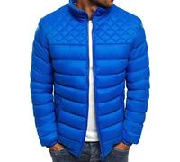 Veste pour Hommes Coupe Régulière Couleur Unie Col Montant Hommes Veste Matelassée Épaissir Veste Chaude pour Hommes Mode Décontractée Veste De Ski pour Hommes Confortable, D-Blue, XXL