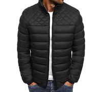 Veste pour Hommes Coupe Régulière Couleur Unie Col Montant Hommes Veste Matelassée Épaissir Veste Chaude pour Hommes Mode Décontractée Veste De Ski pour Hommes Confortable, C-Black, XL