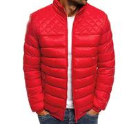 Veste pour Hommes Coupe Régulière Couleur Unie Col Montant Hommes Veste Matelassée Épaissir Veste Chaude pour Hommes Mode Décontractée Veste De Ski pour Hommes Confortable, B-Red, M
