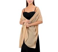 Veste pour robes à couvrir les bras femmes étole châle écharpe en soie Wrap pashmina pour mariage, soirée, cérémonie, robe garçonne pour filles, doré, Taille unique