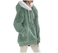 Veste Pyjama Femme Hiver Pilou Pilou Manteaux Laine Interieur Manteau Laine Chic Cuir Hiver Chaud Polaire Chauffant Cintré Parka Grande Taille Sweat Femme Vert XL