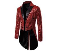 Veste Queue De Pie Homme Blazer De Prince Paillettes Brillant Veste à Manches Longues Manteau Costume Halloween Fête Party Club Spectacle S-XXL