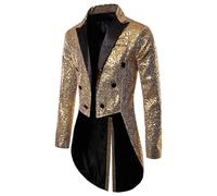 Veste Queue De Pie Homme Blazer De Prince Paillettes Brillant Veste à Manches Longues Manteau Costume Halloween Fête Party Club Spectacle S-XXL Élégant et Beau
