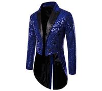 Veste Queue De Pie Homme Blazer De Prince Paillettes Brillant Veste à Manches Longues Manteau Costume Halloween Fête Party Club Spectacle S-XXL