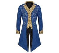 Veste Queue De Pie Homme,Veste Steampunk Homme Costume Medieval avec Queue-De-More Renaissance RéTro Victorienne Costume De Gentleman pour Adulte Manteau Gothique